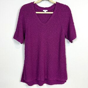 J. Jill Dimensional Short Sleeve V-neck Sweater M